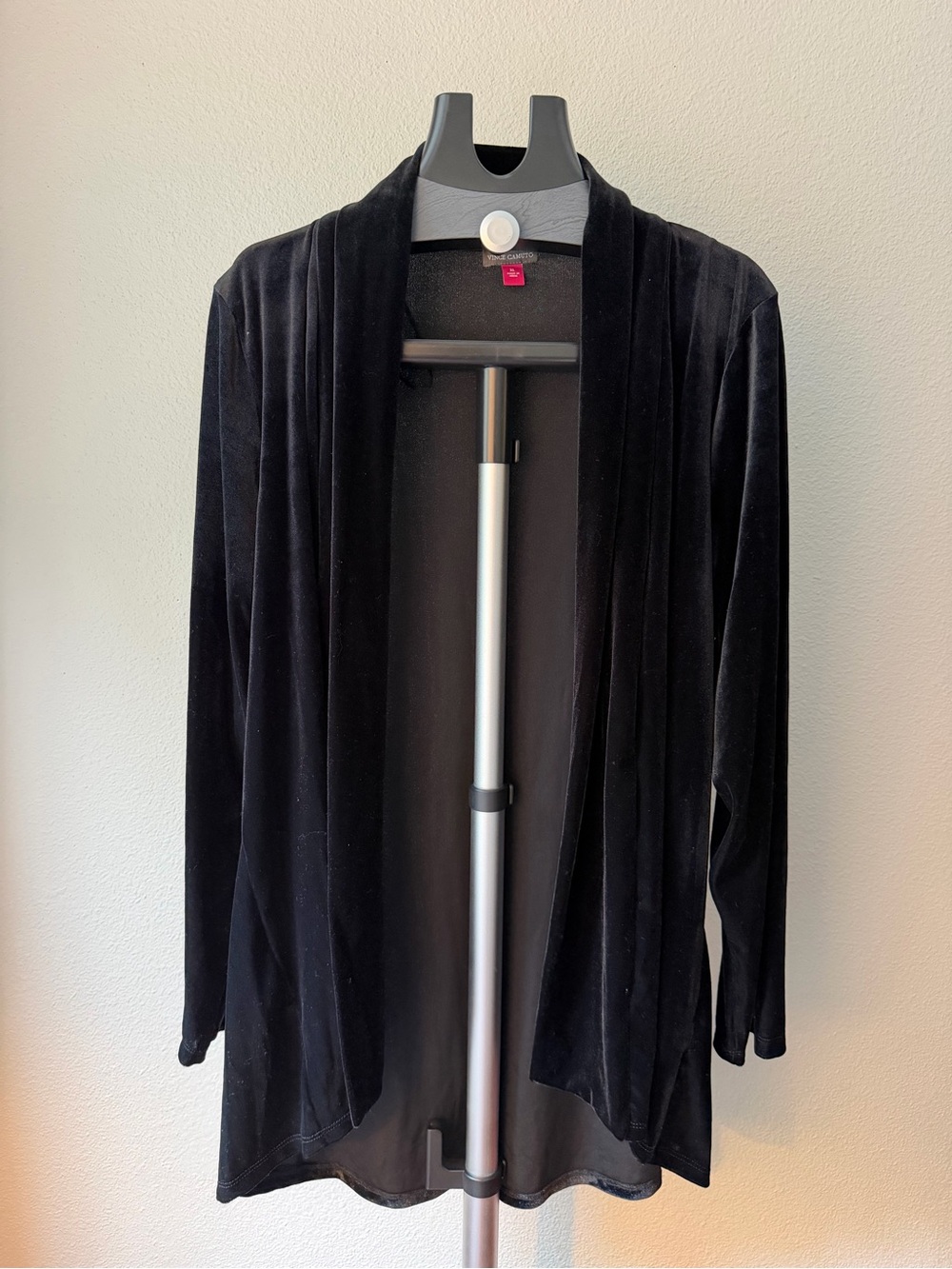 Vince Camuto Black Velvet Open-Front Women’s Cardigan